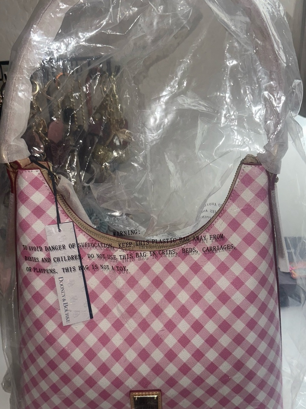 Dooney and Bourke Gingham II Hobo Shoulder Bag